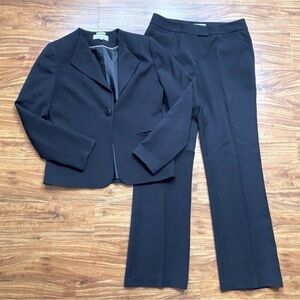 Calvin Klein Womens Black Button Blazer + High Waist Bootcut Trouser Suit Size 6